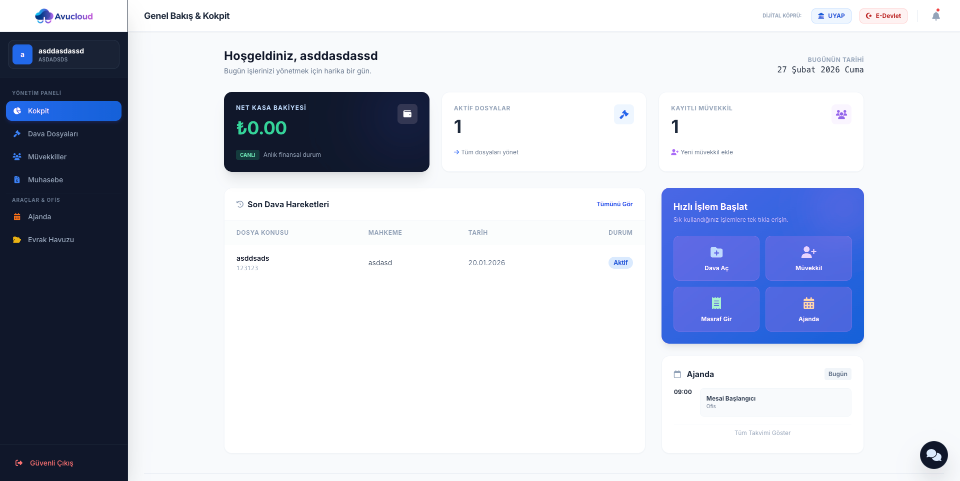 Avucloud Dashboard